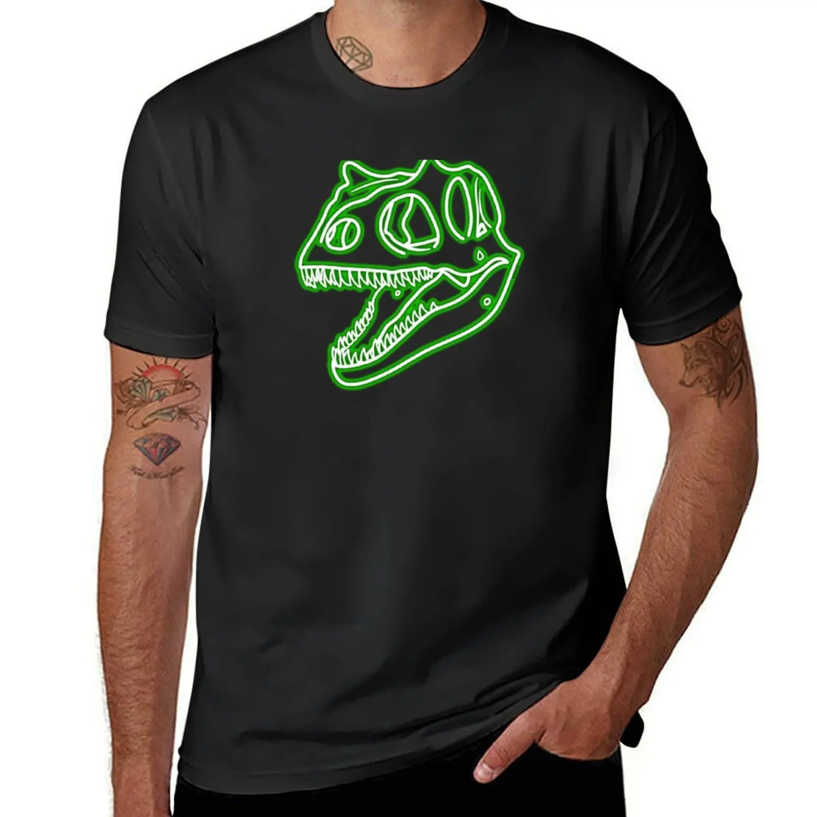 Carnotaurus skull neon T-Shirt funnys quick-drying sports fans sweat shirts, men