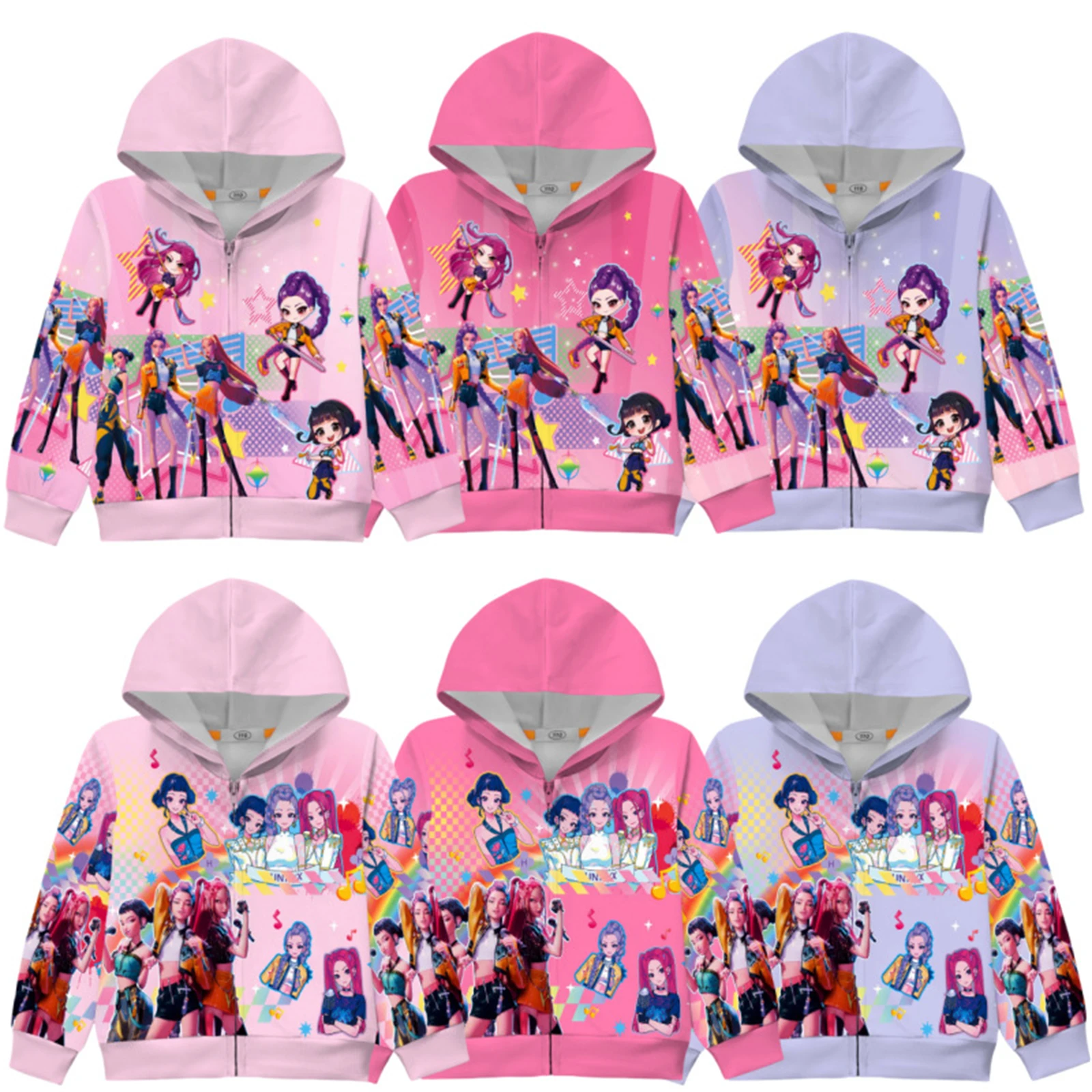 

Demon Hunters Zoey Rumi Mira Hoodie Kids Adult Zipper Sportswear Printed Long Sleeved Casual Jacket Halloween Top Anime Hoodie