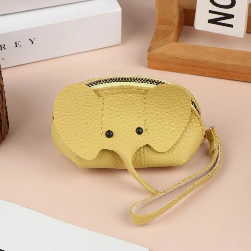 1Pcs PU Leather Elephant Money Bag Women Coin Purse With Key Ring Multifunctional Zipper Storage Bags Key Case