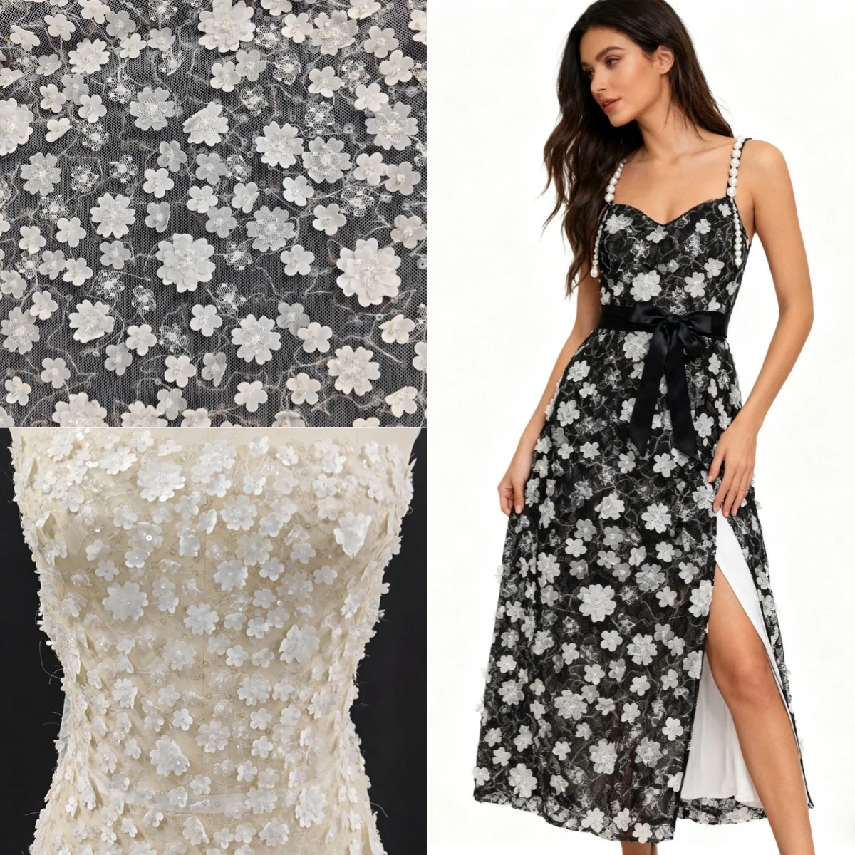 

Новая трехмерная ткань с цветком и бисером, роскошная вышивка, цветочная ткань, сделай сам, свадебное платье ручной работы, детская одежда