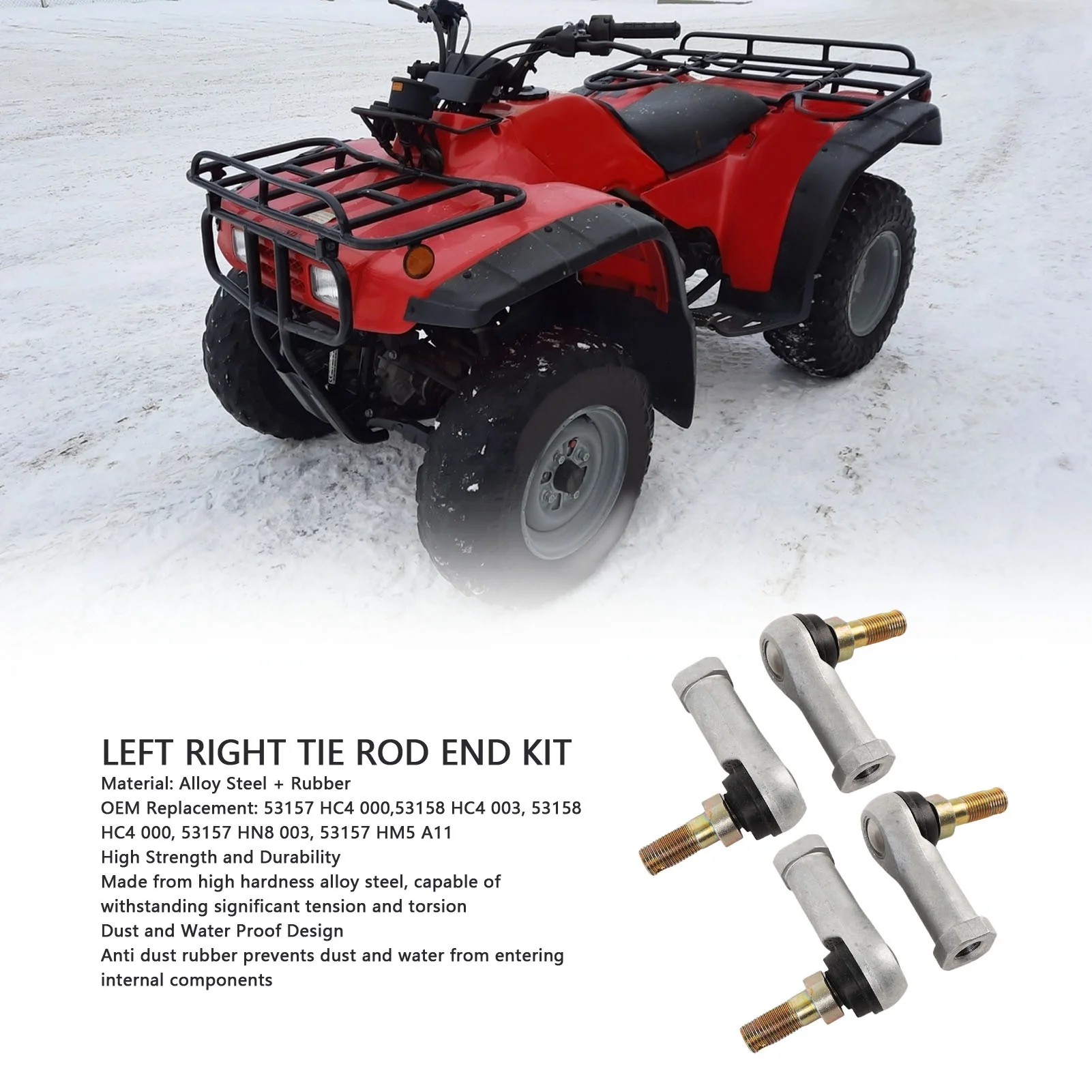 

53158 HC4 000 Tie Rod End Kit 2 Sets Water Proof for ATV Replacement for FourTrax 200 250 300 350 400 420 450 Rancher Foreman