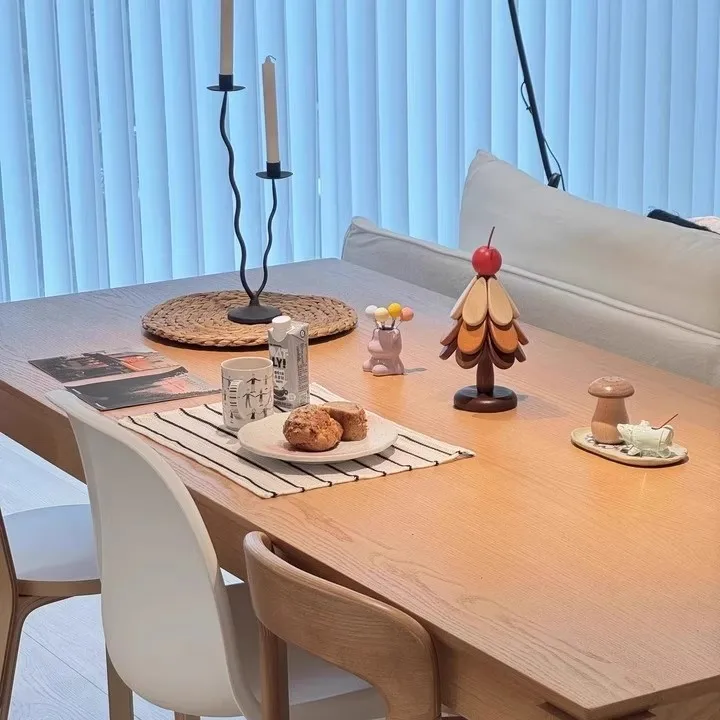 

Nordic solid wood dining table household living room log desk long minimalist designer workbench