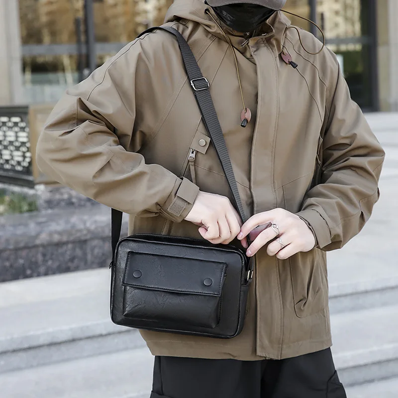 

Small Brand Men Shoulder Bag Pu Leather Business Messenger Bags for Man New Vintage Male Crossbody Designer Handbags Husband