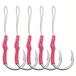 5 pieces/box black fish hook, single hook with thread, stainless steel fish hook, sea bass hook, seahorse hook, single hook