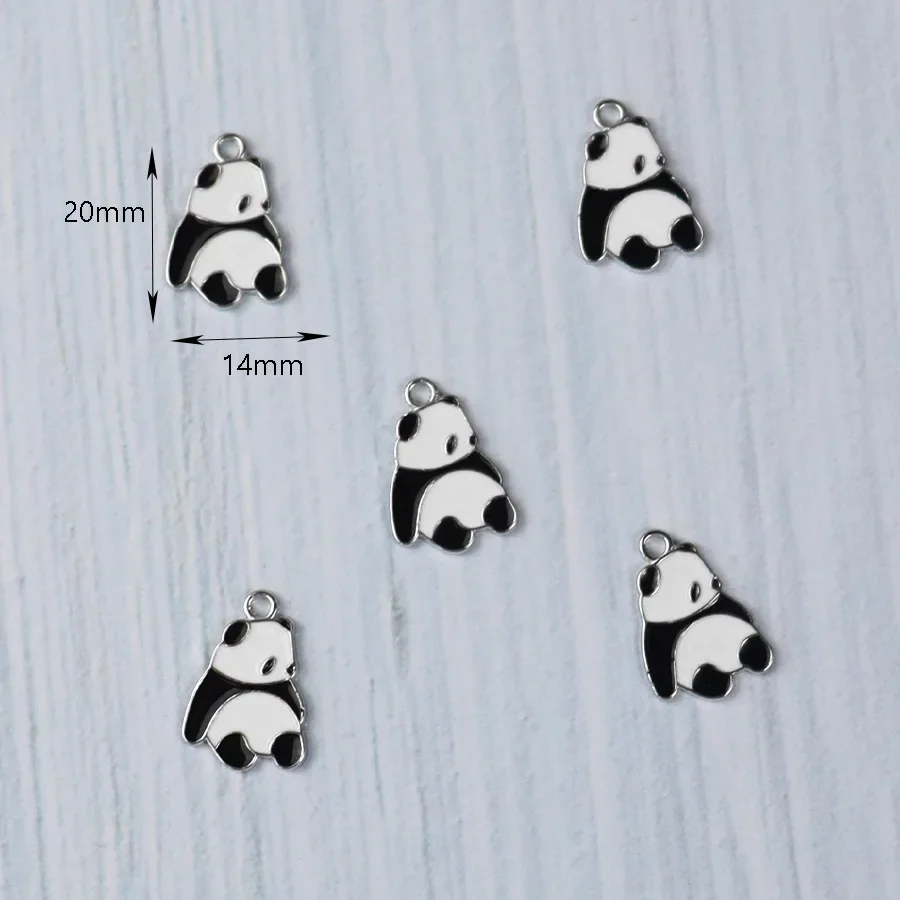 5Pcs/Lot 20*14MM Sitting Cartoon Panda Charms Diy Findings Keychain Bracelets Pendant For Earring Jewelry Making Accessory