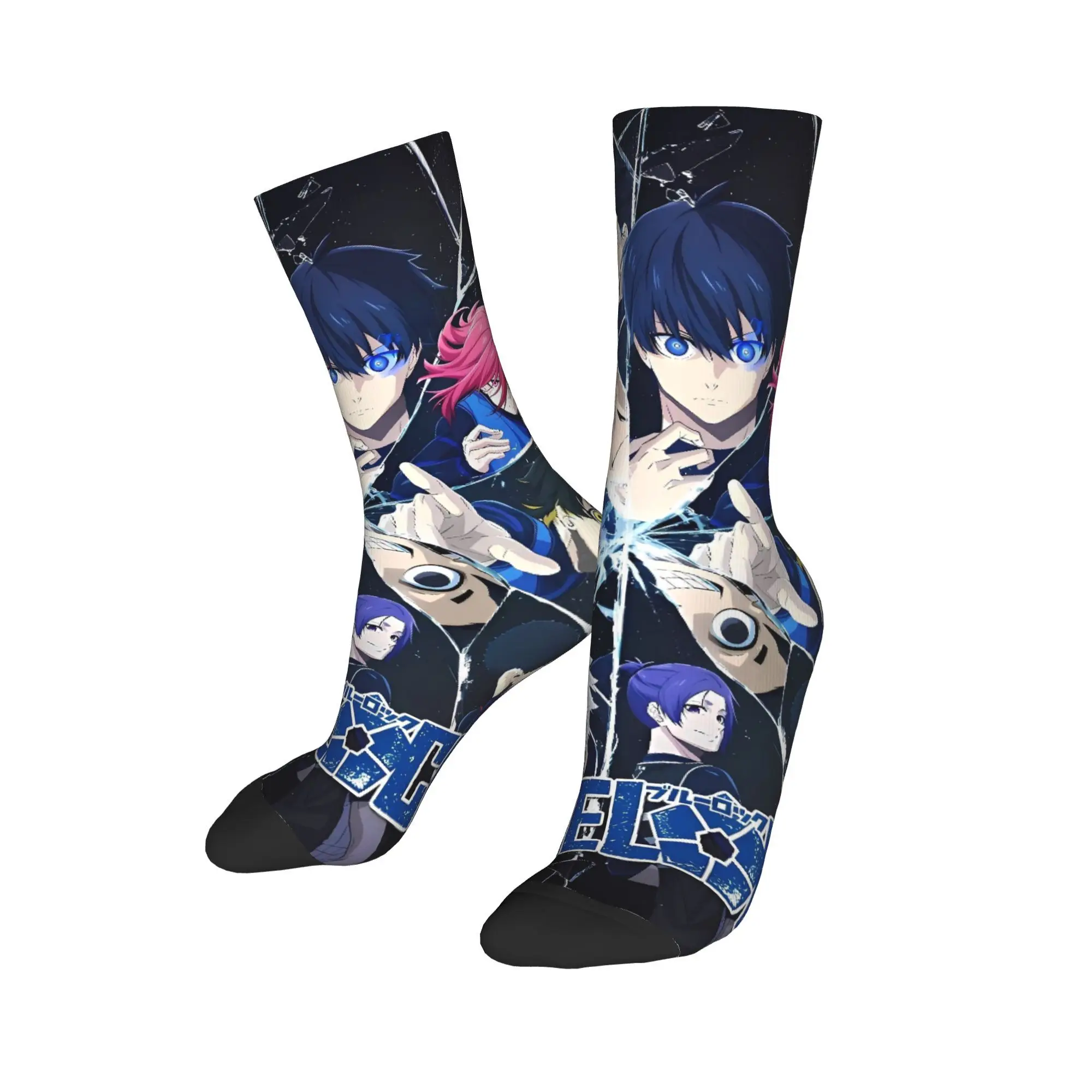 Calze anime Blue Lock Calzini divertenti con grafica Calzini antiscivolo invernali da uomo che corrono calzini morbidi e traspiranti