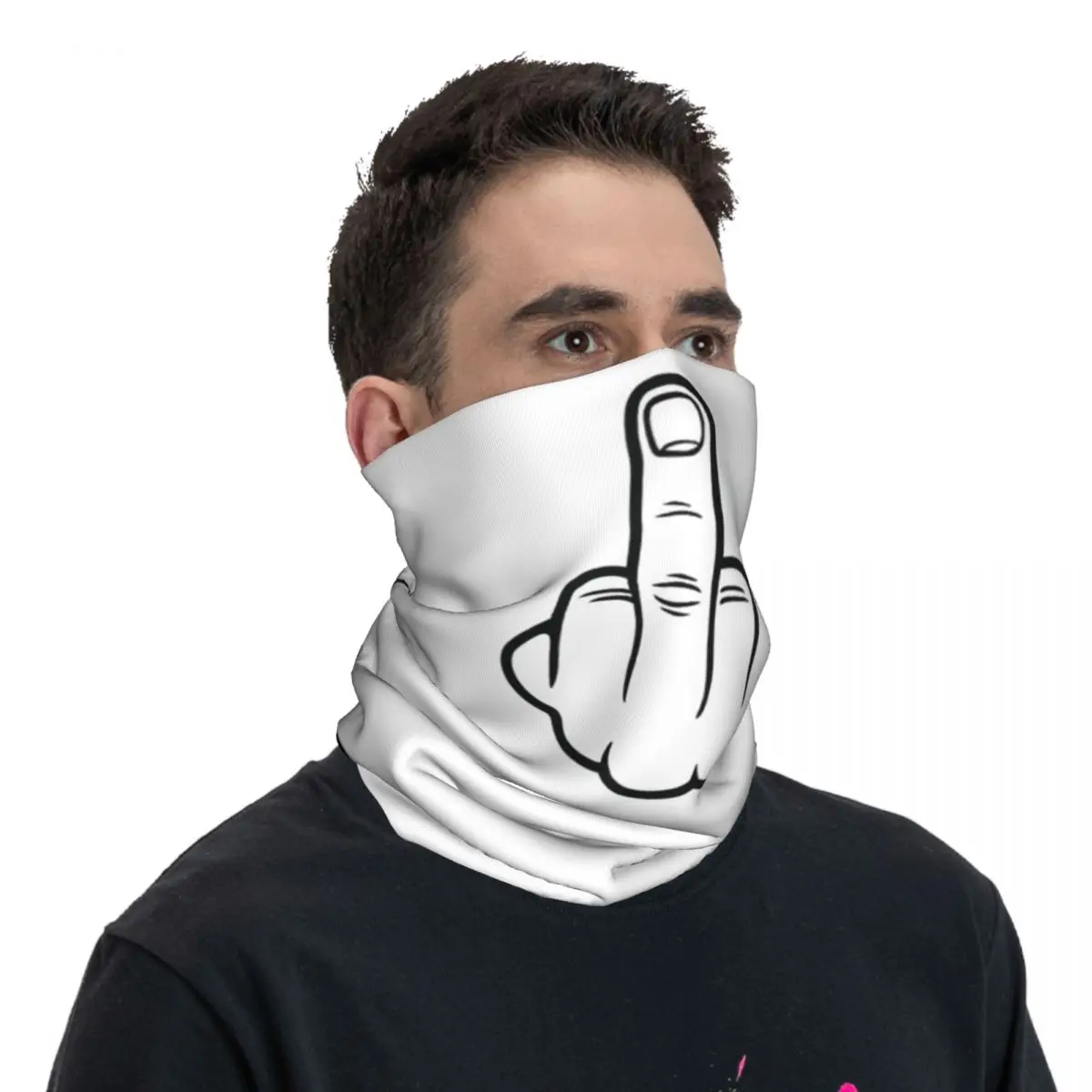 Middle Finger Mood Fck Off Bandana Neck Cover, Écharpe ronde imprimée, Masque facial chaud, Randonnée, Pêche, Unisexe, Respirant, Adulte