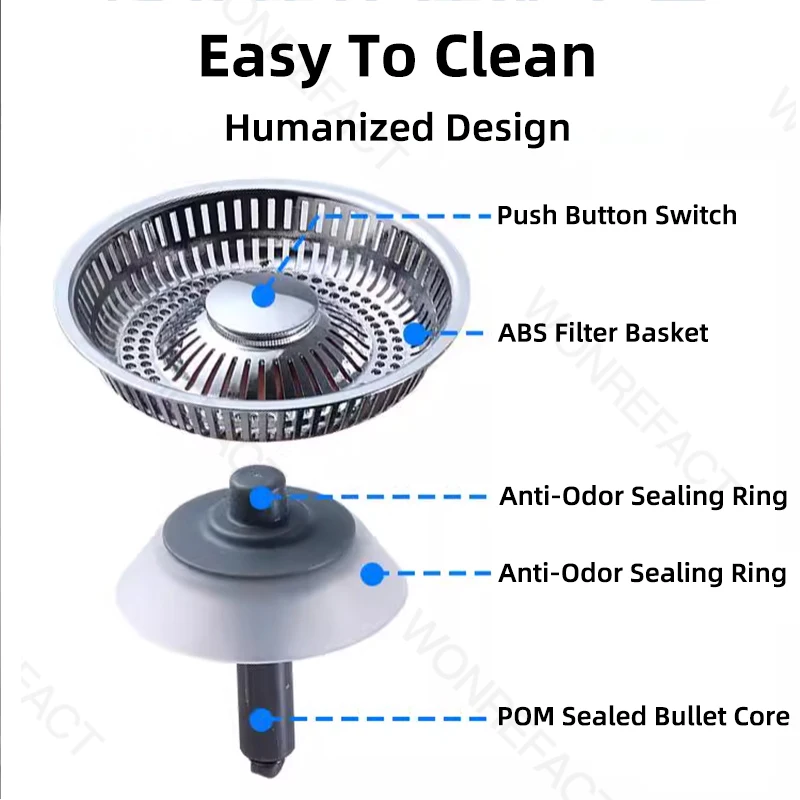 Kitchen Sink Drainage Filter Detachable Sink Food Catcher Sink Strainer Stopper Combo Pop-up Sink Filter Embedded Filter Basket