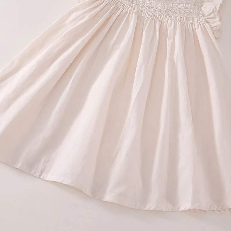 Summer Clothes Girls Casual Dresses Korean Fashion Cute Flying Sleeves Cotton Toddler Princess Dress Kids Boutique Clothing B093