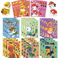 8Sheets Cartoon dog Puzzle Anime Stickers Chase Make-a-Face Assemble Funny Cartoon Decal Assemble Jigsaw Children Gift Boy Toy