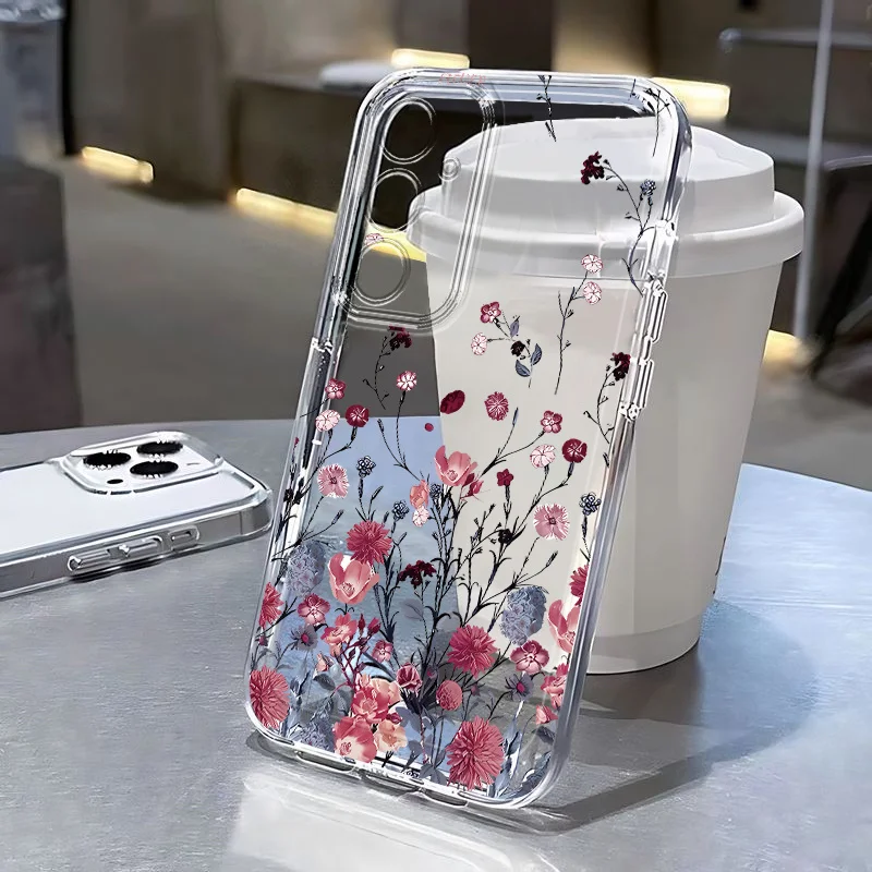 Blumenranken Transparente Hülle für Samsung S25 Ultra S26 S24 FE S23 Plus S22 S21 A57 A56 5G A55 A54 A53 A52S A37 A36 A35 A26 Schutzhülle – Detail 10