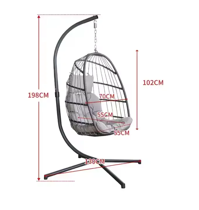

Outdoor Use Swing Hanging Chair Certified Modern Hanging Swing with Plush Cushion Metal Stand Included for Indoor