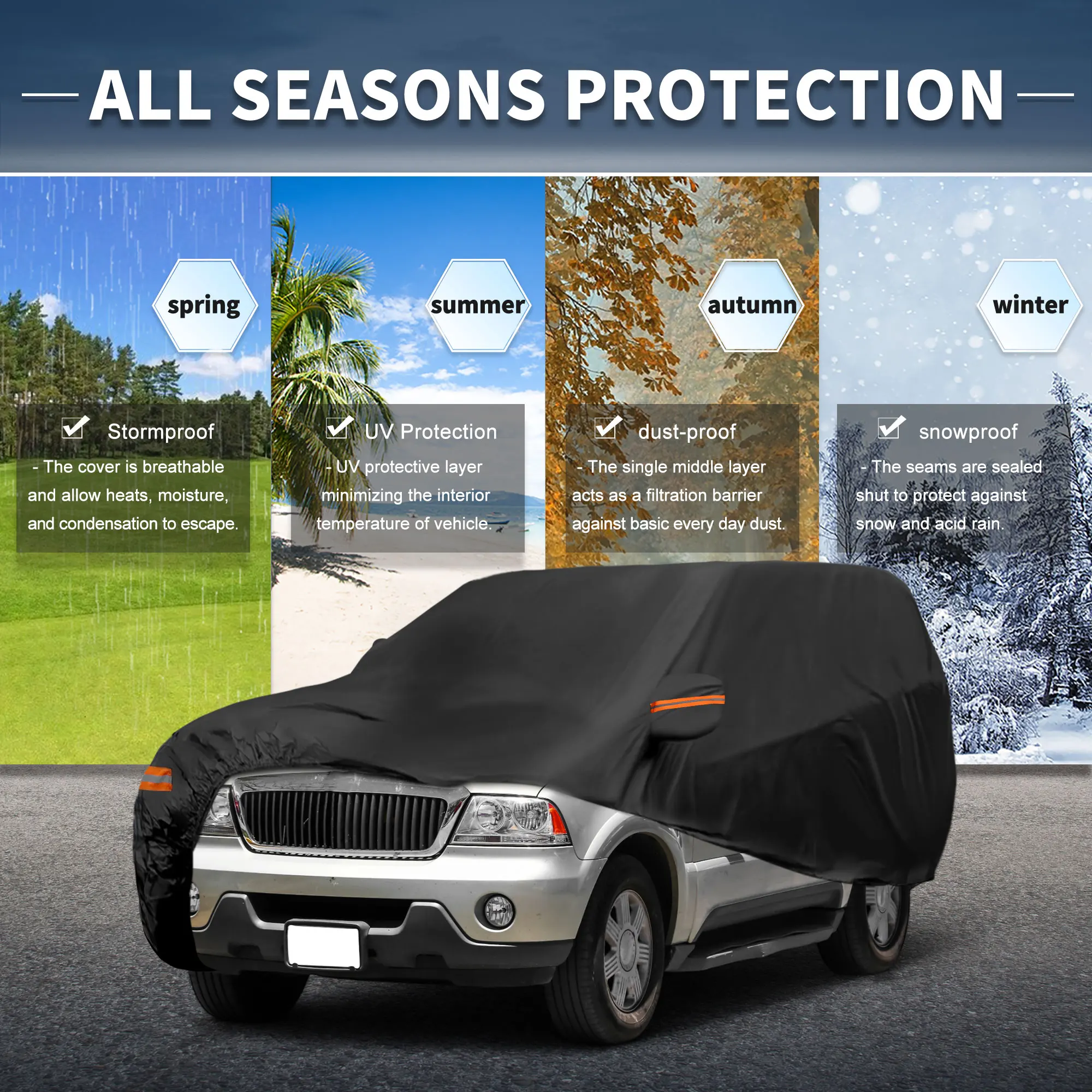 

Чехол для автомобиля Uxcell, водонепроницаемый, для защиты от солнца, дождя, снега и града, с молнией на левой боковой двери, из алюминиевой пленки, для Lincoln Aviator