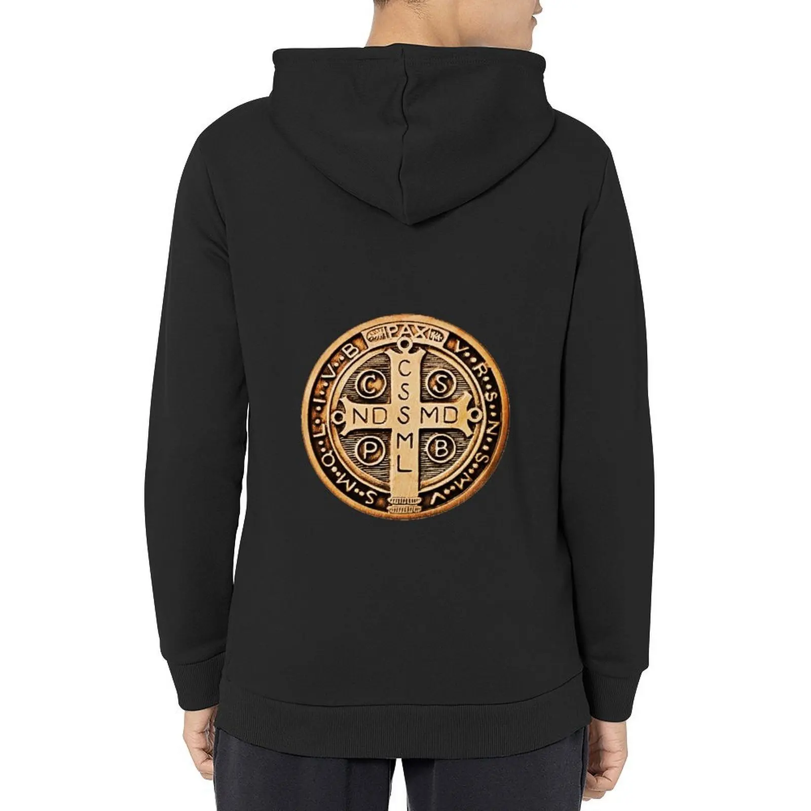 

Saint Benedict Medal (round) Hoodie hooded shirt men's coat autumn clothes men's clothes anime hoodie