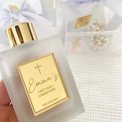 Personalized Gold Mirror 5x4CM Rectangle Plaque of Holy Zamzam Water Bottle for Baby Christening/Baptism/Communion (No Bottle)