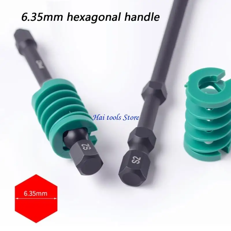 X37E لقمة زنبركية متقاطعة مضادة للانزلاق سداسية 6.35 مم عرقوب مغناطيسية للاحتفاظ بهيكل مقاوم للصدأ للأداة الاحترافية #1