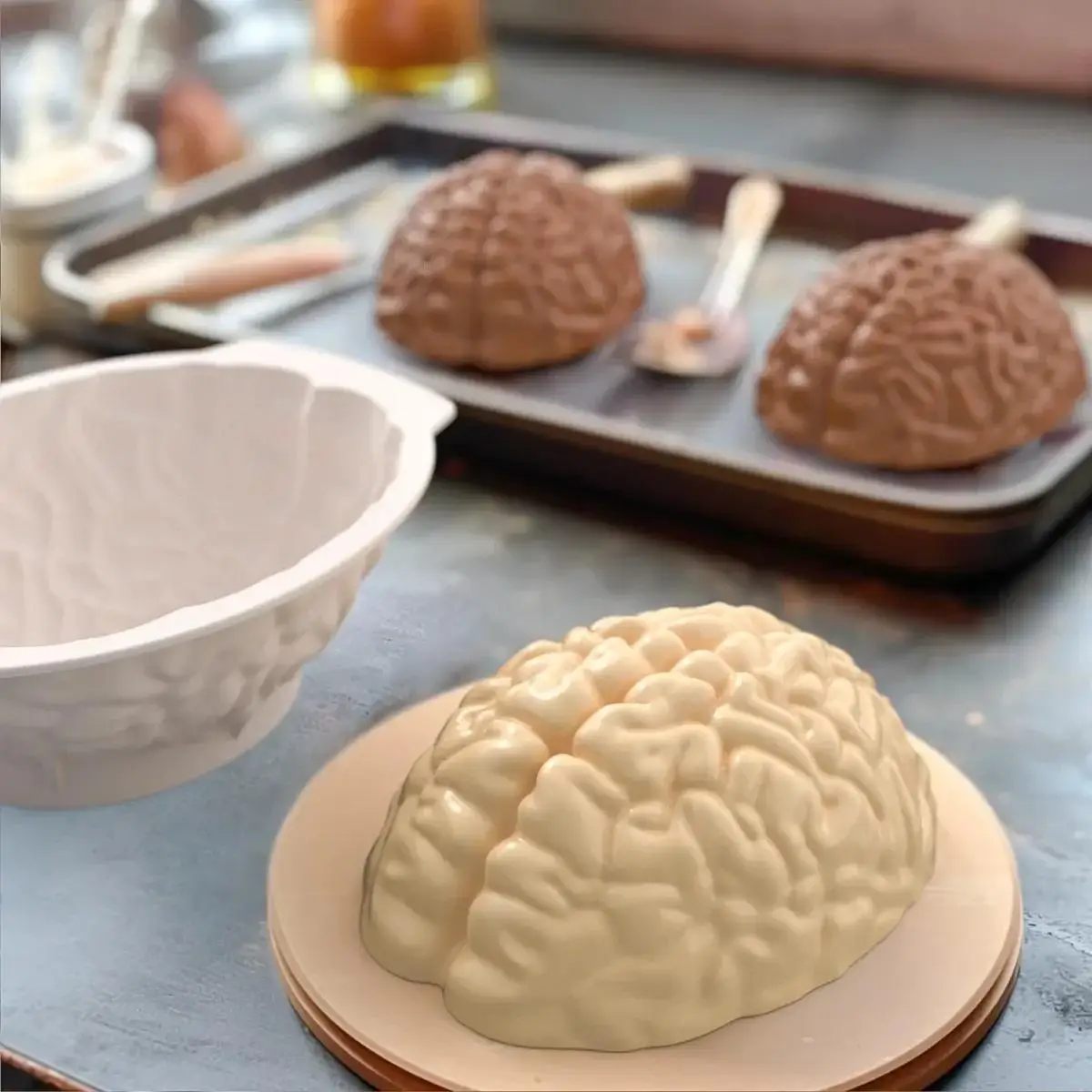 1pc Silicone Brain Shape Cake Pan for DIY Pudding Chocolate Cake Dessert Pastry Kitchen Baking Tools Molds Festival Party Decor