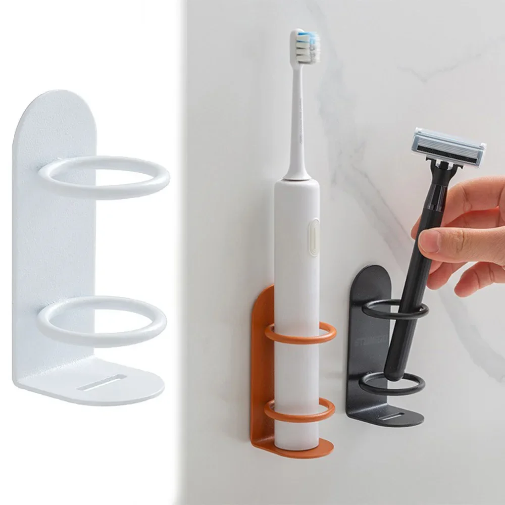 Adhesive Wall Mounted Electric Toothbrush Holder Punch Free Storage Shelf Toothpaste Razor Household Bathroom Storage Accessory