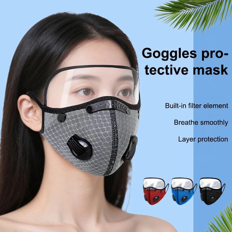 إدراجات ونظارات من الكربون المنشط، قناع وجه رياضي لركوب الدراجات للرجال قابل لإعادة الاستخدام وباندانا مقاومة للغبار