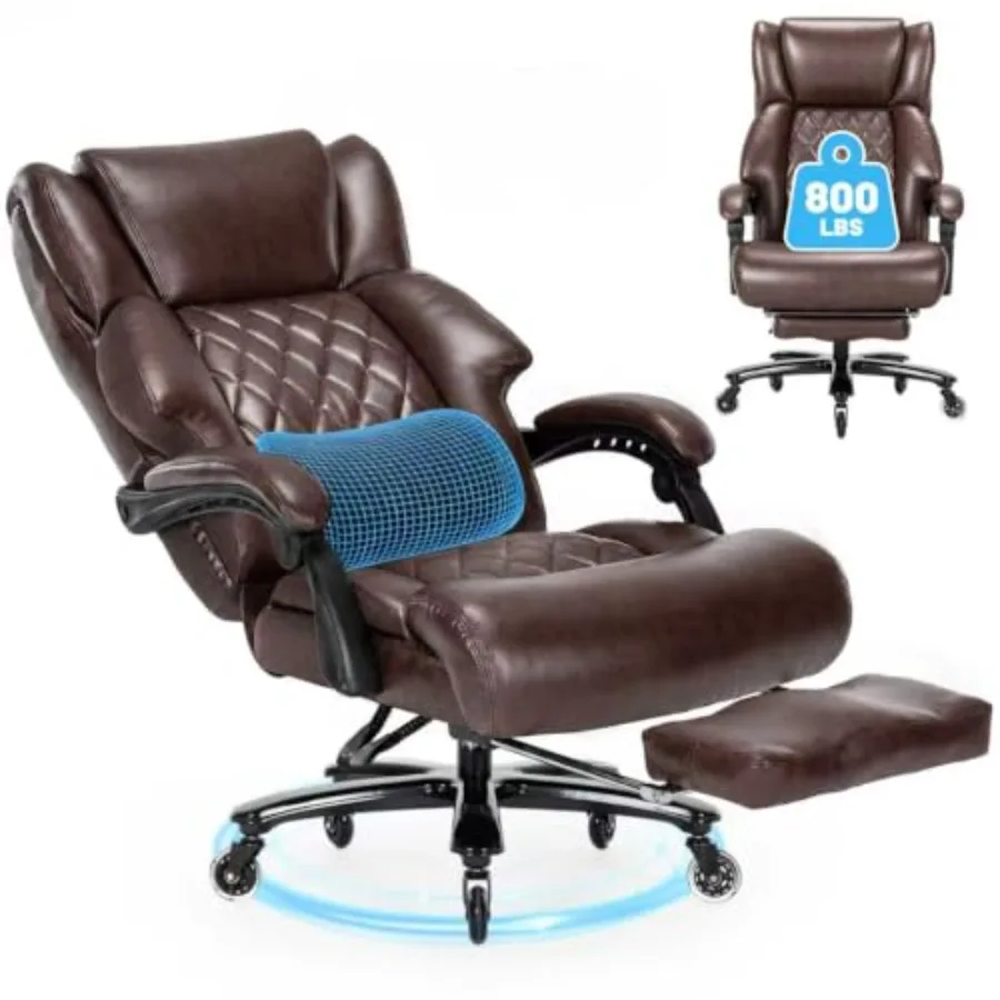 Home office heavy-duty executive chair: steel frame, black mesh, 800LBS capacity, extra-wide seat, adjustable lumbar, reclining