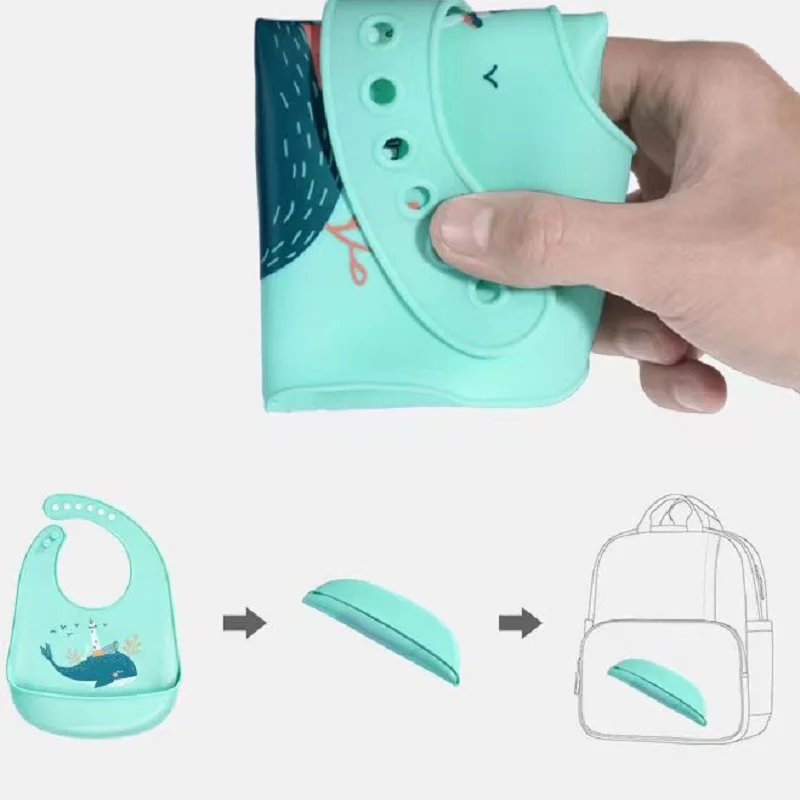 Babero de silicona suave Para bebé, impermeable, lavable, sin Bpa, con bolsillo de Animal de Color, suministro de alimentación Para niño pequeño