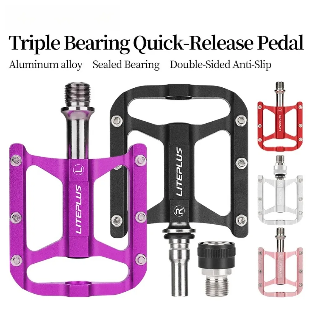 

Quick-Release Bicycle Pedals Aluminum Alloy Double-Sided Non-Slip Mountain Bike Pedals 3 Bearing Folding Bike Pedals