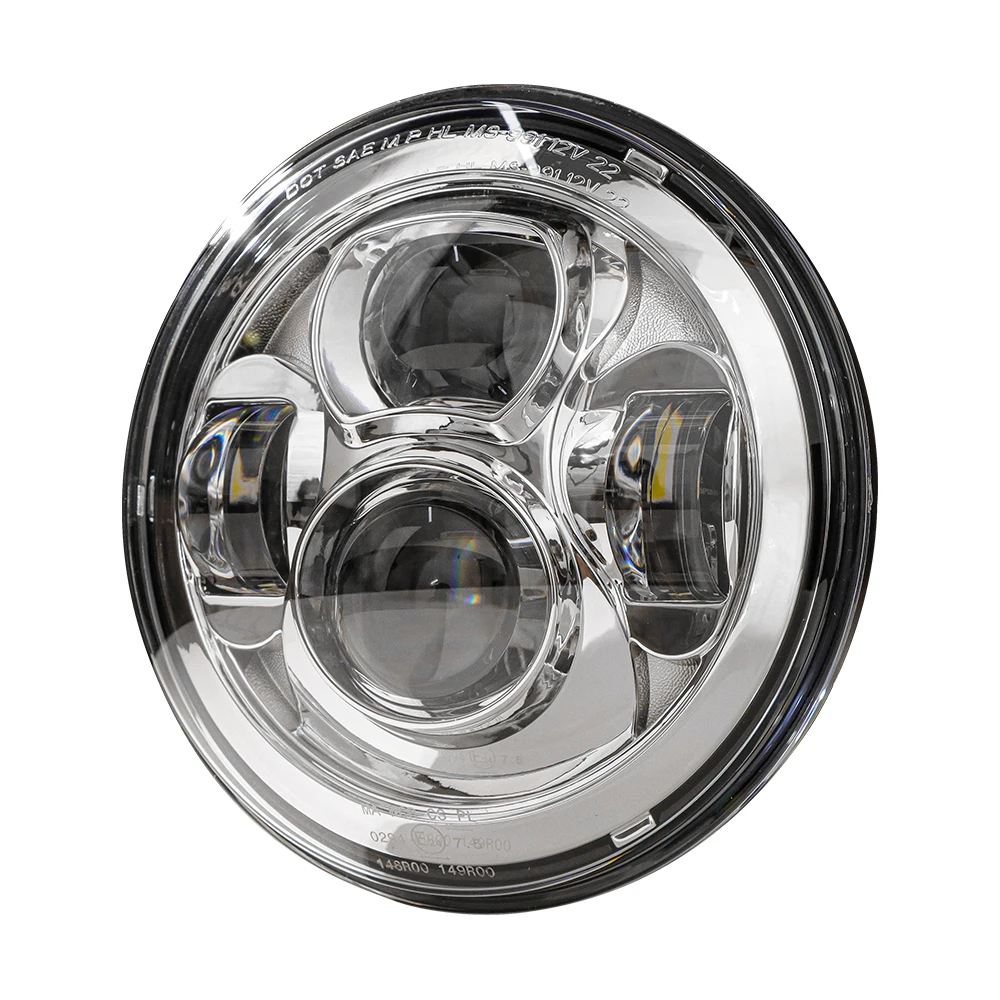 Full Halo Head Lamps 7 Inch Round LED Headlight White/Amber Halo Motorcycle Projector Headlight