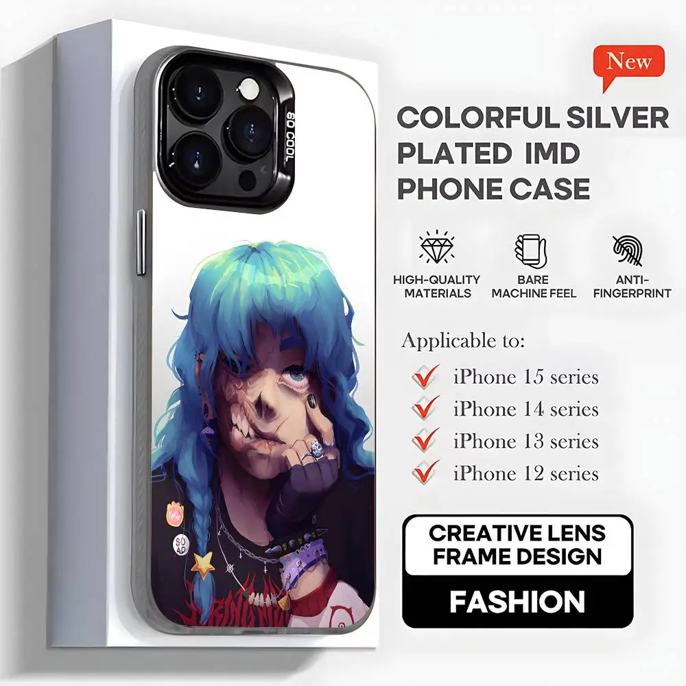 حافظة هاتف كارتون S-Sally Face SF لهواتف iPhone 16,15,14,13,12,11,Mini,Pro,MAX,plus,غطاء أسود غير لامع مقاوم للصدمات