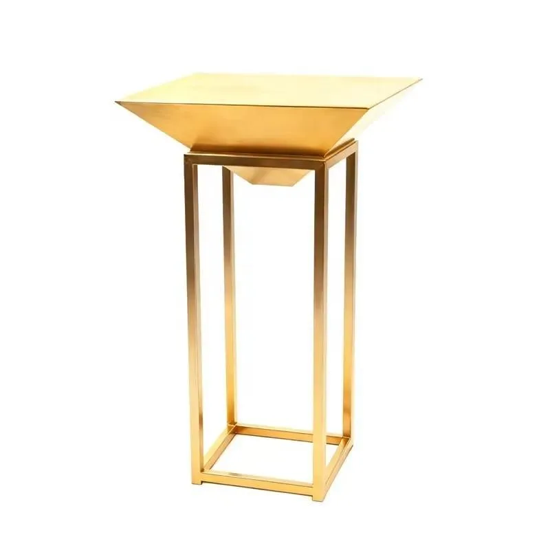 Modern Wrought Iron Entrance Table Floor to Ceiling Flower Stand Bonsai Display Sofa Side Table for Villa Hotel