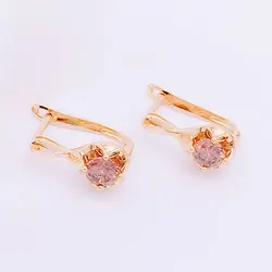 Classic Style 585 Purple Gold Plated 14K Rose Gold Fashion Exquisite Gemstone Flower Earrings for Women Charm Wedding Jewelry