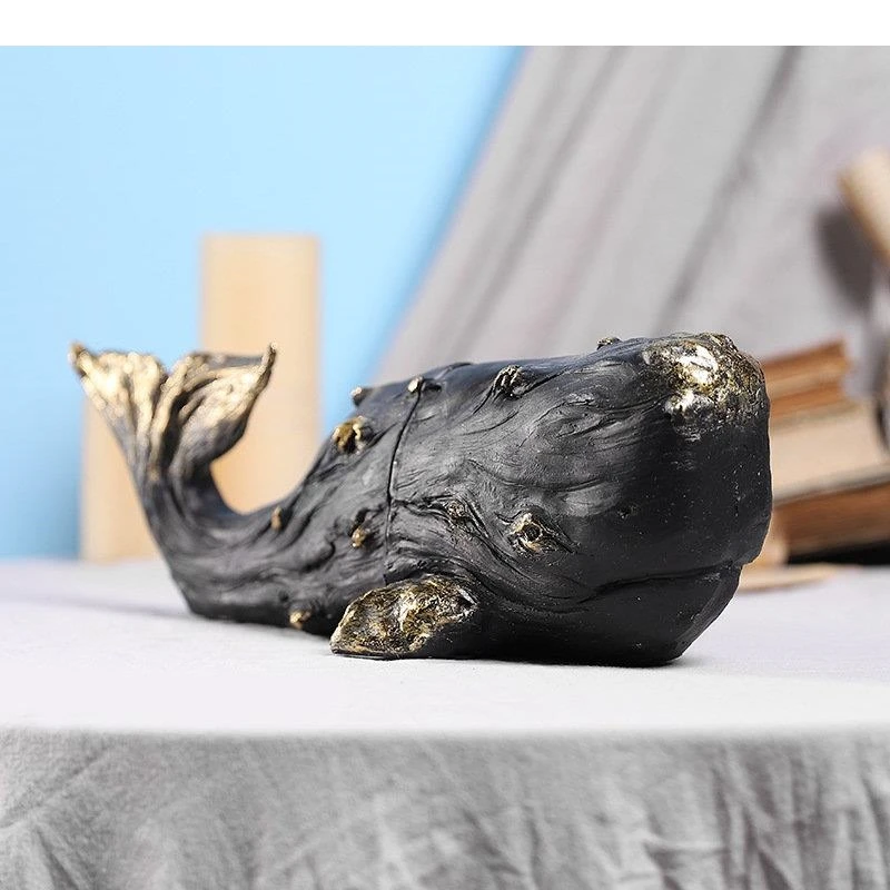 Gold Plated Whale Bookends Library Bookshelf Resin Crafts Ornaments Sculpture Desk Decoration Room Aesthetics Decor