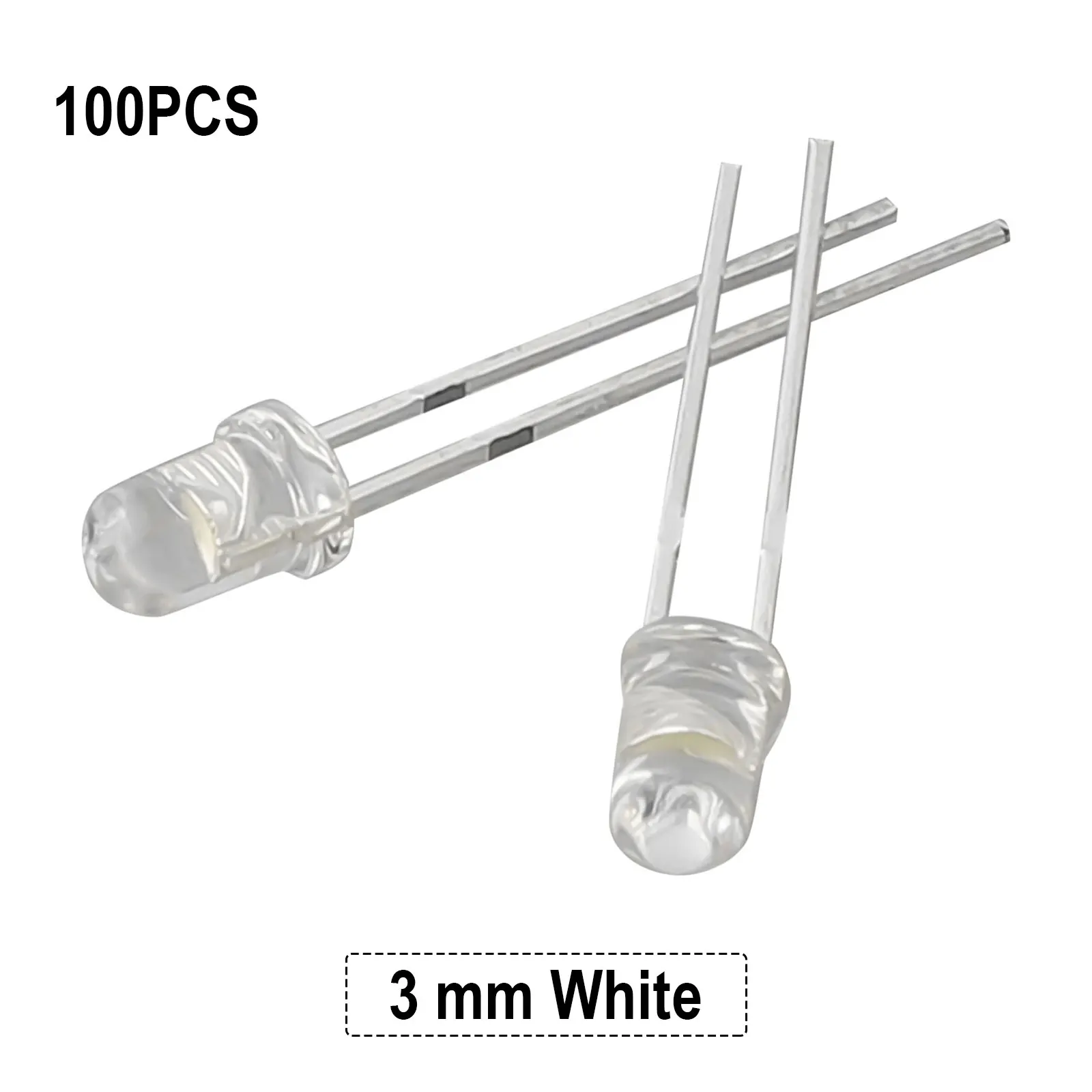 100pcs Super Bright LED 3mm RedBlueGreenWhiteYellow LED Transparent Bulb High Quality LEDs for Various Applications