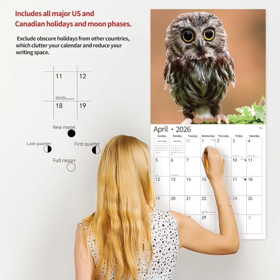 2026 تقويم الحائط التقويم 2026 نوفمبر 2025 ديسمبر 2026 تقويم الحائط الطفل الحيوانات 12 "× 24" مفتوحة كاملة e أشهر سميكة و