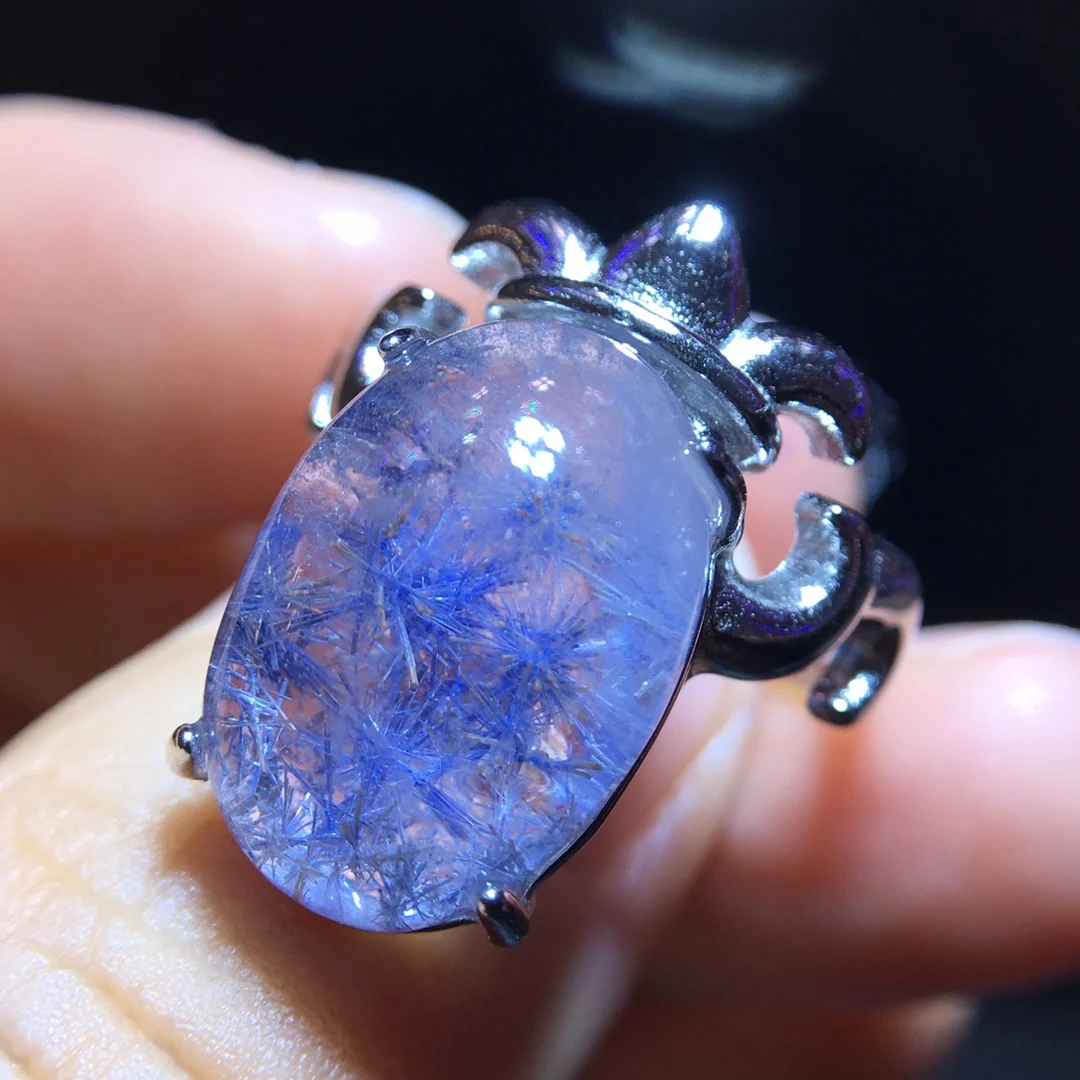 

Натуральный синий рутилированный дамортьитовый кварц, регулируемое кольцо, овальные бусины 16,6/11,3 мм, женское и мужское кольцо, ювелирные изделия AAAAAAA