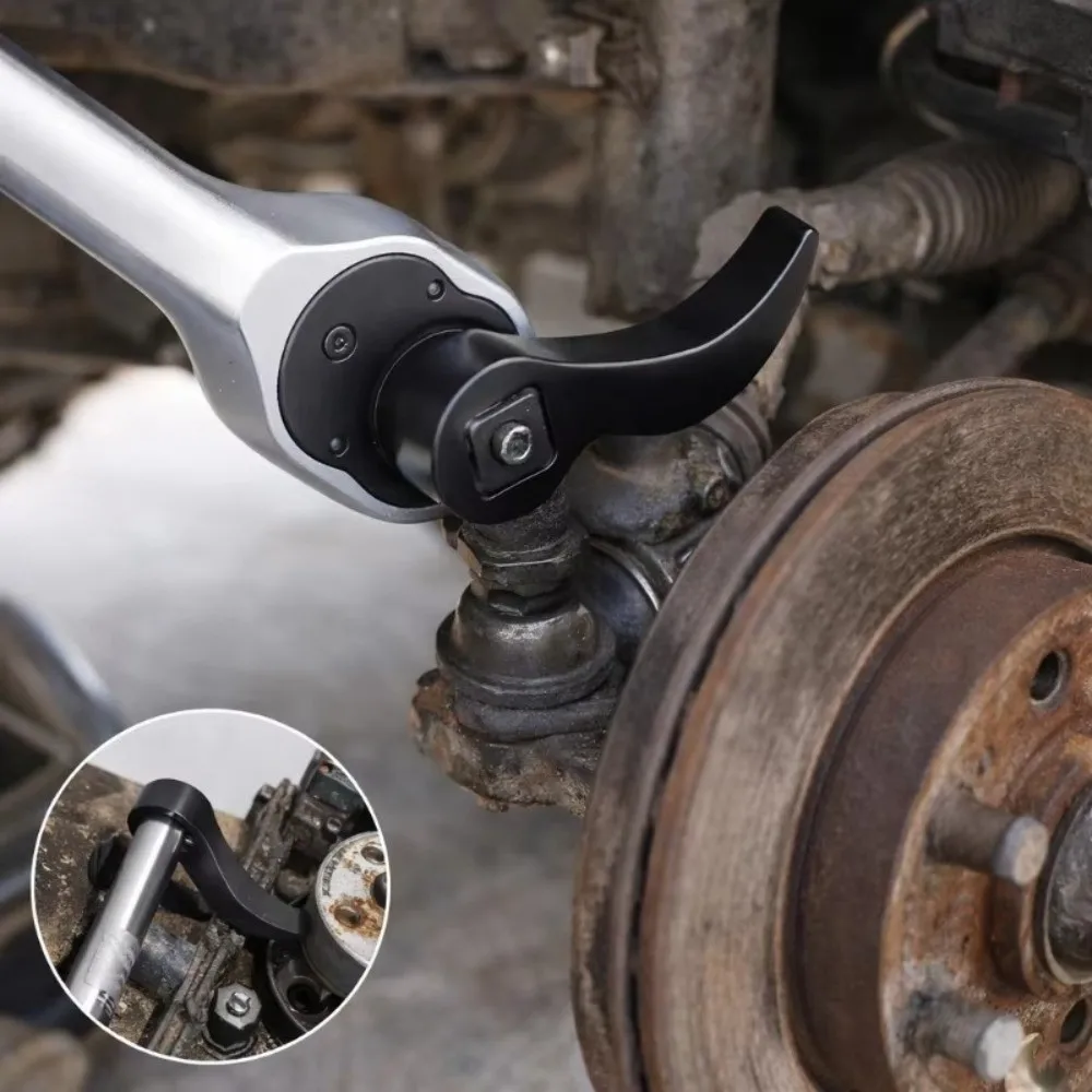 Angle Type Half Axle Disassembly Tool 1/2 Drive Shaft Square Bull Horn Pry Bar Steel Alloy Adjustable Angle Ratchet Wrench