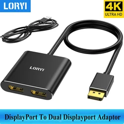 LORYI Displayport to Dual Displayport Splitter Adaptor 4K 60Hz DP To 2DisplayPort Hub Multi Stream Transport Docking Station