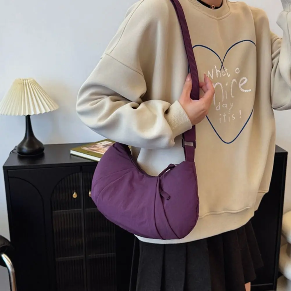 

Casual Solid Color Shoulder Bag Long Strap Pure Color Crossbody Bag Simple Style Large Capacity Folding Bag Casual Use