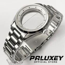 40mm White Chapter Ring  Silver Sapphire Glass Watch Case Stainless Steel Strap Fit NH35 NH36 4R35 4R36 NH34 NH38 NH39 Movement