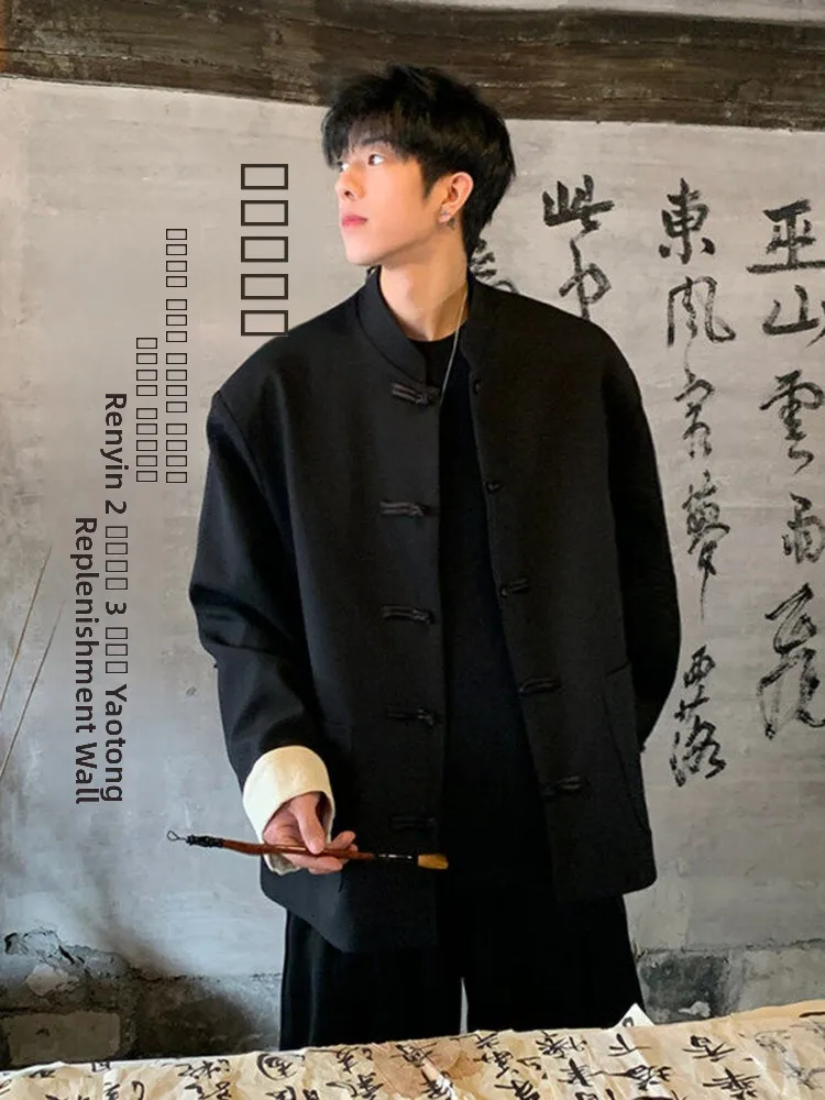 

Мужской повседневный костюм с воротником-стойкой для свадьбы, легкий и удобный, в американском стиле, из полиэфирного волокна, с длинными рукавами