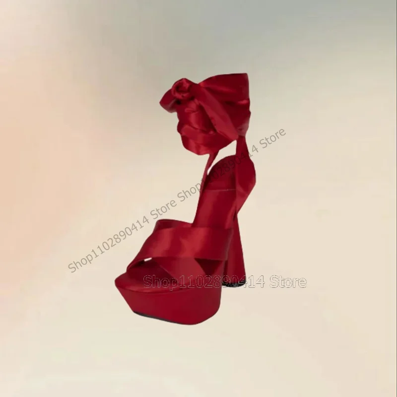 

Red Black Silk Strange Style Heels Platform Sandals Front Strap Women Shoes Open Toe Sexy Fashion Party 2025 Zapatos Para Mujere