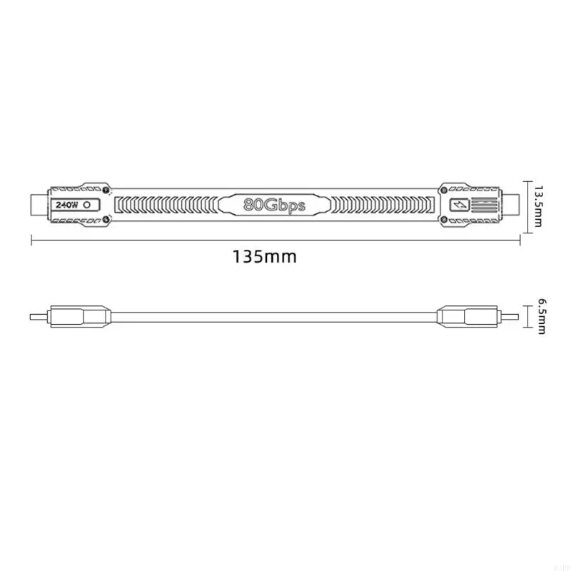 E1PF Professional USB4 Suporte curto 80 Gbps Velocidade 8k@60Hz Male C para Tipo C TIPO FUNÇÃO COMPLETA