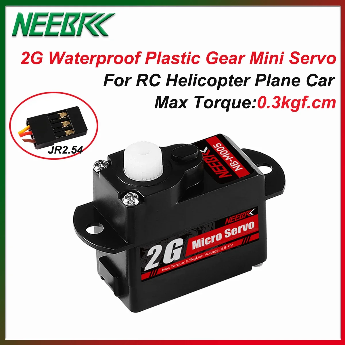 NEEBRC 2G Waterproof 0.3kg Torque Plastic Gear Digital Servo for RC Helicopter Plane Car Multicopter Boat Wltoys K969 K989 X450