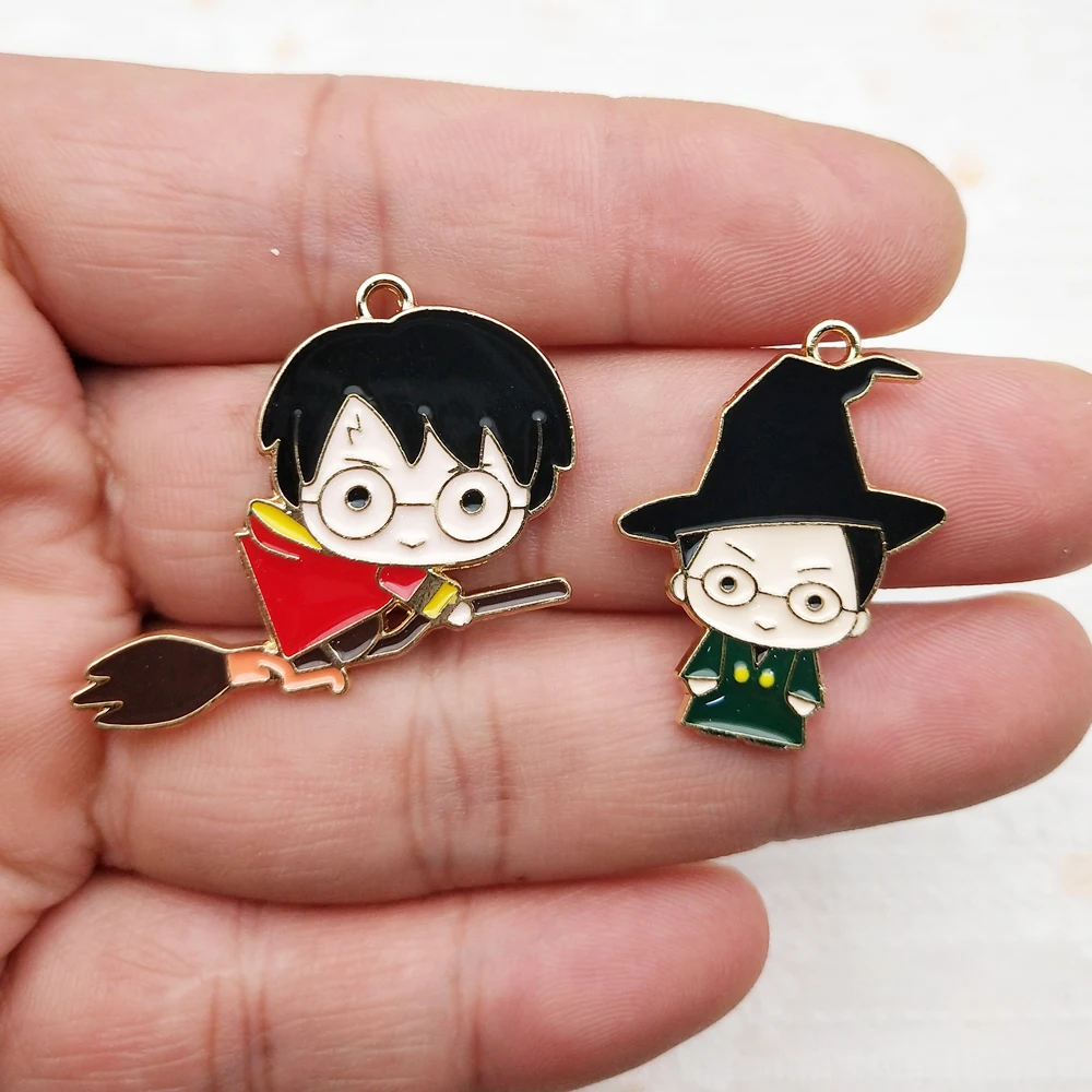 

10pcs Cartoon Charm Jewelry Accessories Enamel Earring Phone Keychain Bracelet Pendant Diy Making Alloy Metal Gold Plated
