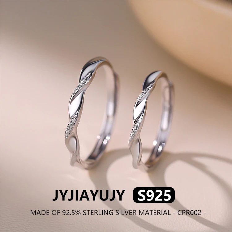 

JYJIAYUJY 100% цельное оригинальное кольцо из стерлингового серебра S925, регулируемое открытое кольцо Möbius, полоса, модные женские украшения CPR002