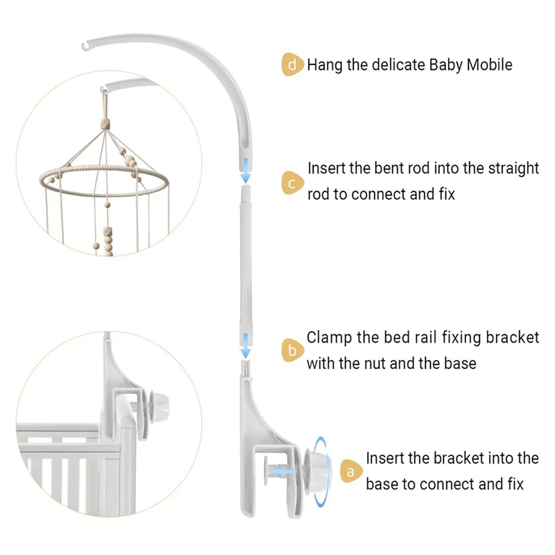 

ABJO-Baby Crib Mobile Holder, Adjustable Bed Bell Holder With Double Hole, Easy To Install, Safe And Durable