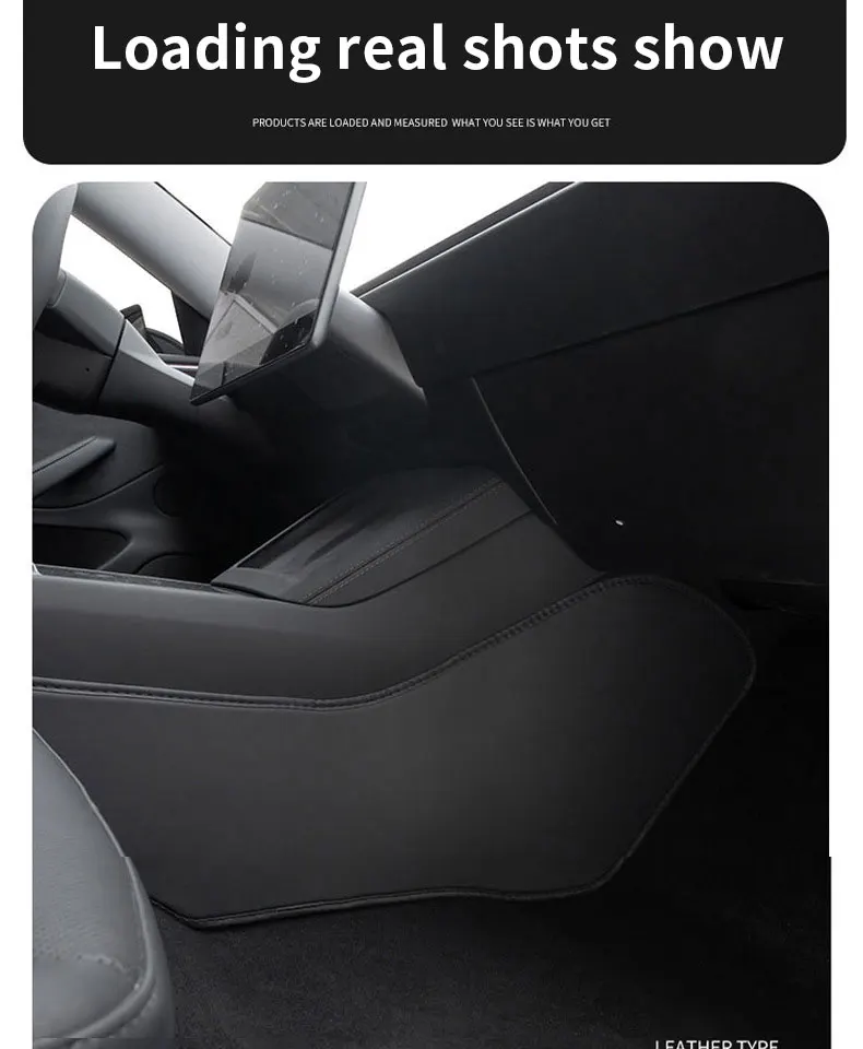 Carbon-Flash-Schutz für Tesla Model Y 2021-2024 Mittelkonsole, Zwei Seitenpaneele, Anti-Kick-Pad, Schutzabdeckung aus Leder – Detail 14