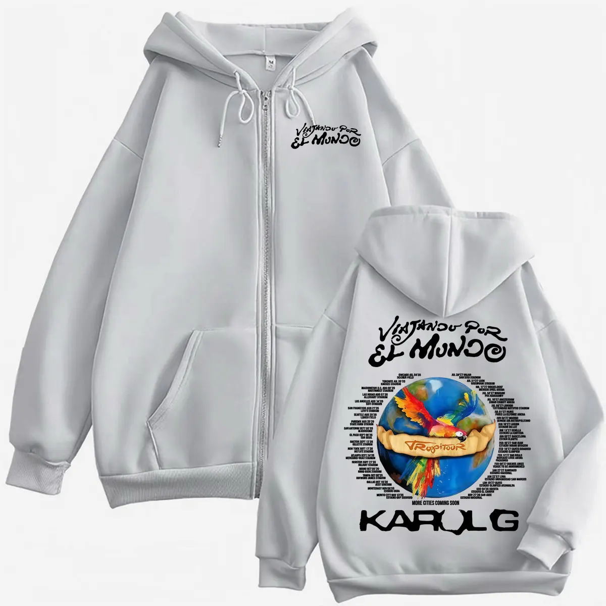 Karol G Tropicoqueta Tour 2026 Konzert Zip-Up Hoodie für Damen und Herren, Modischer Trend-Jacken-Sweatshirt, Hochwertige Reißverschluss-Kapuzenpullover – Detail 6