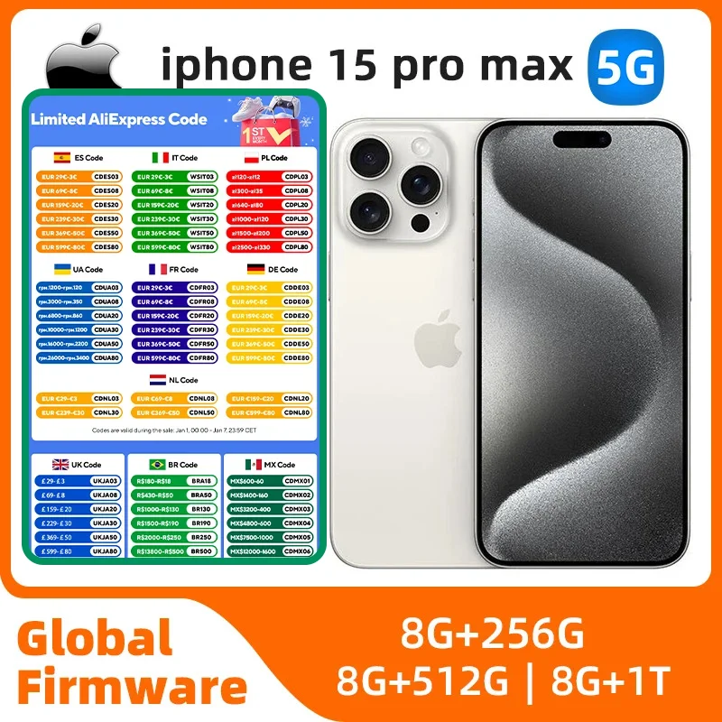 Apple-iPhone 15 pro max 5g,6.7インチ,256GB, 512GB, 1T/インチ,ios17チップ,オリジナル,中古電話,高品質,すべての色