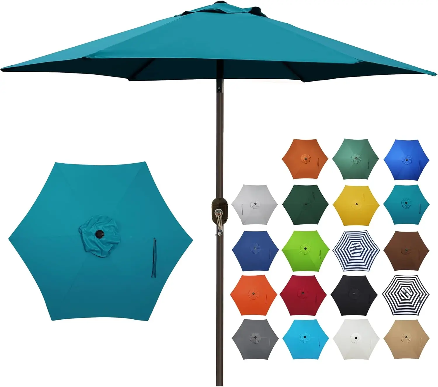 

7.5 ft Outdoor Patio Umbrella with Push Button Tilt Crank, Waterproof UV Protection for Yard and Market Use
