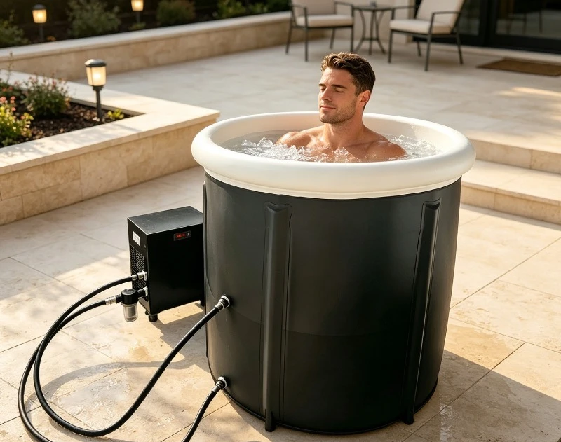 PVC mesh ice bath bucket cold therapy bathtub cold water bath bucket outlet thickened thermal insulation ice bucket chiller